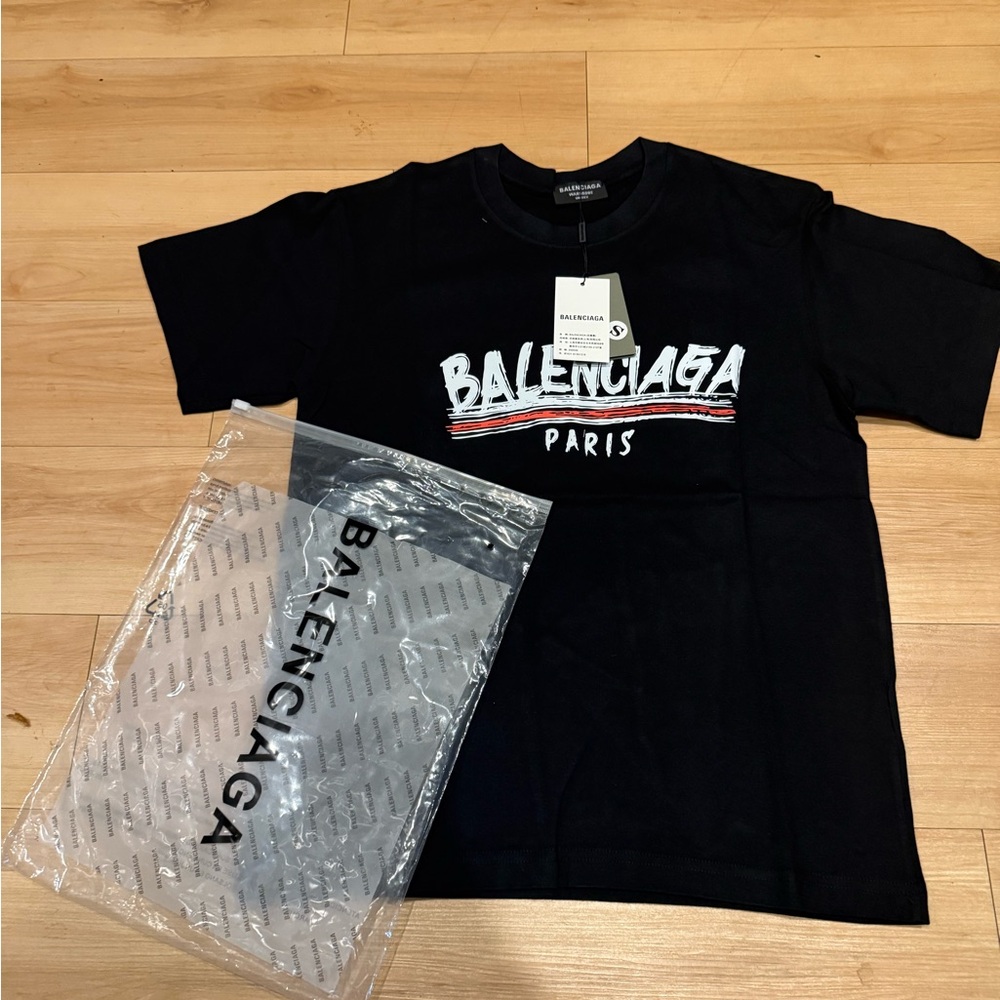 Balenciaga Black Tee with White Logo
